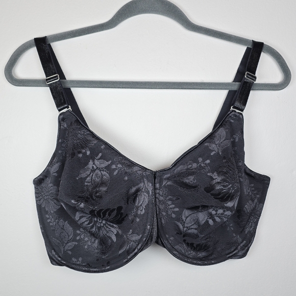 Lilyette Women's Black Floral Print 986 Full Support Minimizer Bra Size 38 DDD - Picture 9 of 9